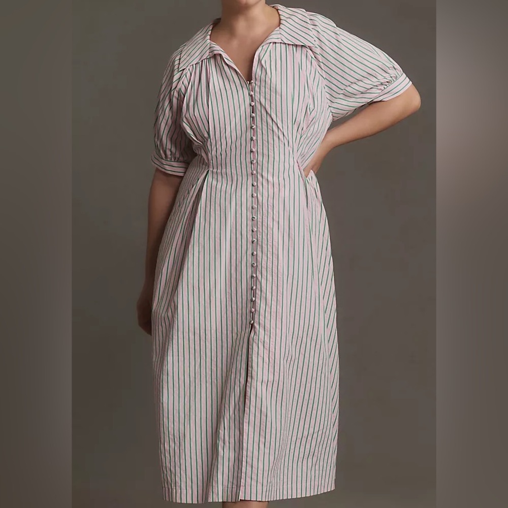 Anthropologie/ English Factory Plus Midi Stripe Shirt Dress Size 2X - Picture 6 of 15